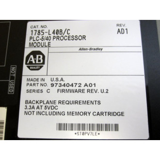 Allen Bradley 1785-L40B CPU Module 1785L40B Ser.C wKey - New No Box