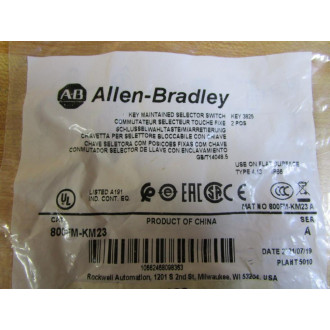 Allen Bradley 800FM-KM23 Selector Switch 800FMKM23 W2 Keys