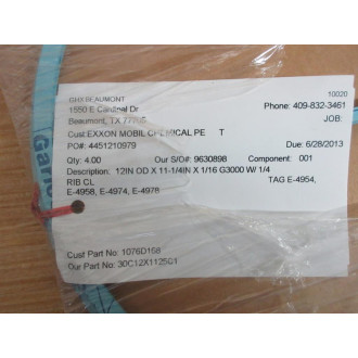 Garlock 30C12X1125C1 Gasket 1076D168 (Pack of 4)