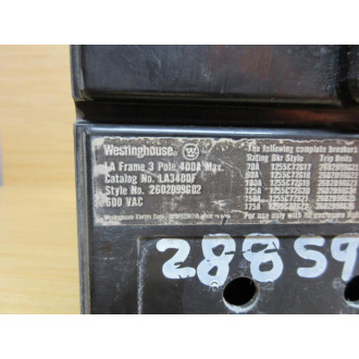 Westinghouse LA3400F Circuit Breaker Style No. 2602099G02 - Used