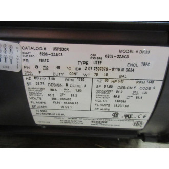 Nidec U5P2DCR General Purpose Motor DK39 - Used