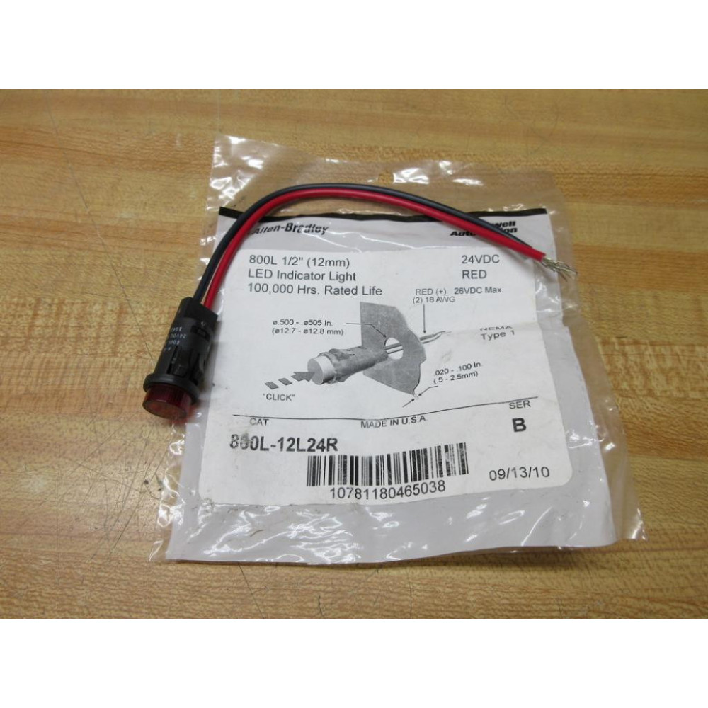 Allen Bradley 800L-12L24R Red Indicator Light 800L12L24R