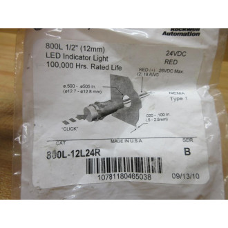 Allen Bradley 800L-12L24R Red Indicator Light 800L12L24R