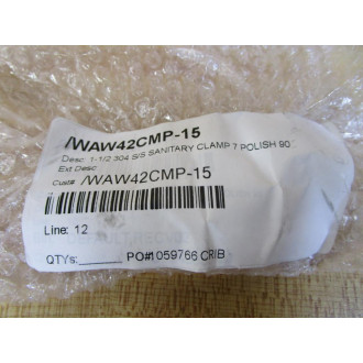 Wayland W42CMP-15 1-12" 90° Stainless Steel Clamp Elbow W42CMP15