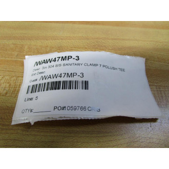 Wayland W47MP-3 3" Stainless Steel Clamp Tee W47MP3 - New No Box
