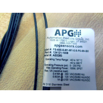 APG FS-400-S-M1-M1-0.6-P0-99-B0 S.S. Vertical Float Switch 124121-1008 - New No Box
