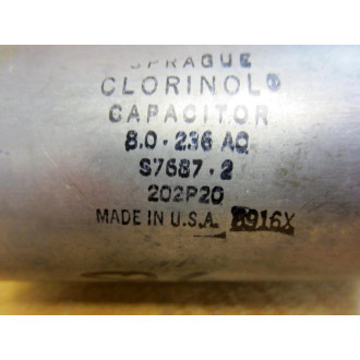 Sprague S7687-2 Clorinol Capacitor 8.0-236 AC - New No Box