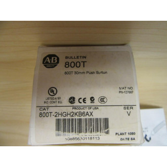 Allen Bradley 800T-2HGH2KB6AX Green Selector Switch