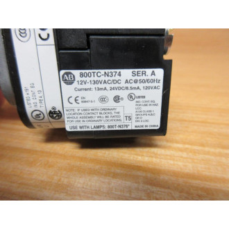 Allen Bradley 800T-FXQH2AA1 Amber Button W800T-XA1, 800TC-N374 - New No Box