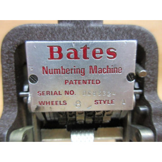Bates 8 Wheel Style A Vintage Numbering Machine 8A - Used