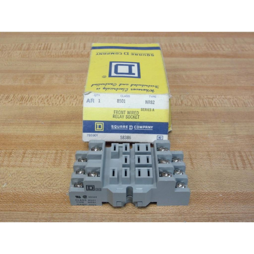 Square D 8501-NR82 Relay Socket 8501NR82 Ser.A Front Wired Square D 8501-NR82 Relay Socket 8501NR82 Ser.A Front Wired
