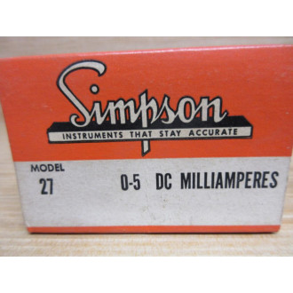 Simpson Model 27 Meter 27 0-5 DC Milliamperes