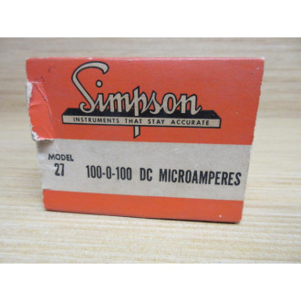 Simpson Model 27 Meter 27 100-0-100 DC Microamperes