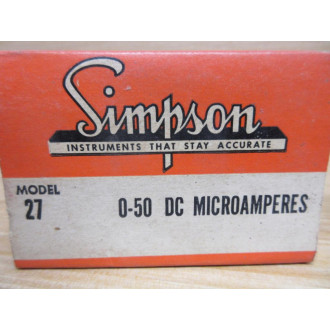 Simpson Model 27 Meter 27 0-50 DC Microamperes