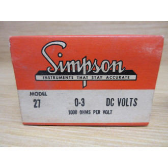 Simpson Model 27 Meter 27 0-3 DC Volts