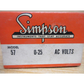Simpson Model 57 Meter 57 0-25 AC Volts