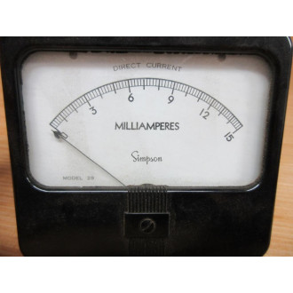 Simpson Model 29 Meter 29 0-15 DC Milliamperes