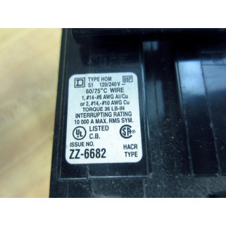 Square D HOM 2P 30A Circuit Breaker ZZ6682 - Used
