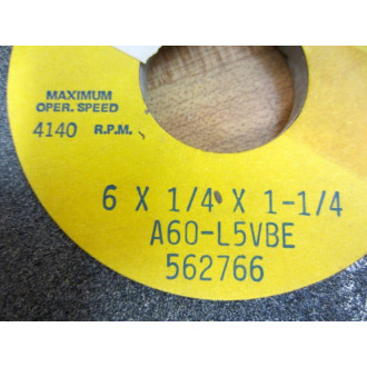 Norton A60-L5VBE Grinding Wheel 6x14x1-14 - New No Box