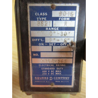 Square D 9016-BSG-1 Vacuum Switch 9016BSG1 - Used