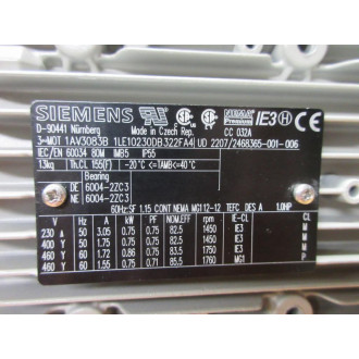 Siemens 1LE1023-0DB32-2FA4 Electric Motor 1AV3083B Cracked Fan Shroud