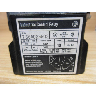Westinghouse 766A023G02 Industrial Control Relay 176C663G02 Coil - New No Box