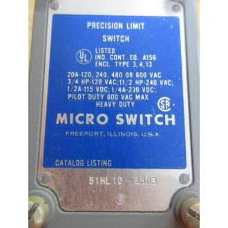 Micro Switch 51ML10 Honeywell Precision Limit Switch - New No Box