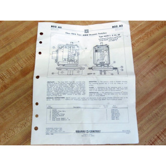 Square D 9012-AMW3 Pressure Switch 9012AMW3