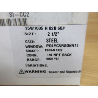 Ashcroft 25W1005 H 02B 60 Pressure Gauge 25W-1005H-02B-60
