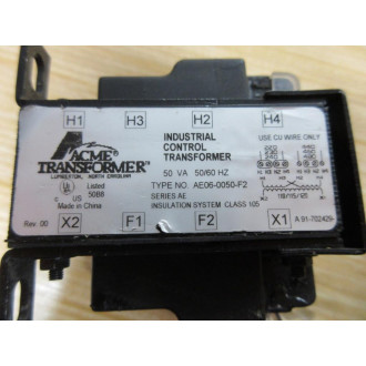 Acme AE06-0050-F2 Industrial Control Transformer AE060050F2 W Fuse Holder - Used