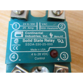 Continental Industries SSDA-330-25-000 Solid State Relay SSDA33025000 (Pack of 2) - Used