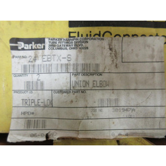 Parker 24 EBTX-S 1-12" Triple-Lok Union Elbow 24EBTXS - New No Box