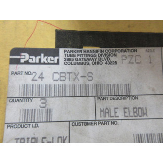 Parker 24 CBTX-S 1-12" Triple-Lok Elbow (Pack of 3)