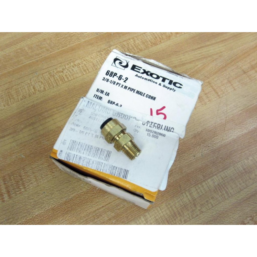 Parker X68P-6-2 38x18 Brass Male Pipe Connector X68P62 (Pack of 15)