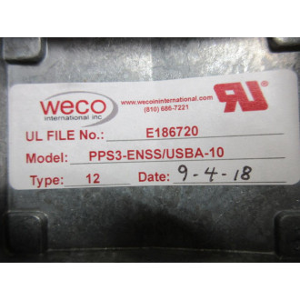 Weco PPS3-ENSSUSBA-10 Outlet Device PPS3ENSSUSBA10 - New No Box