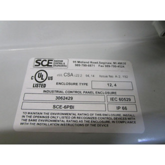 Saginaw Control & Engineering SCE-6PB1 PB Enclosure 3062429 - Used