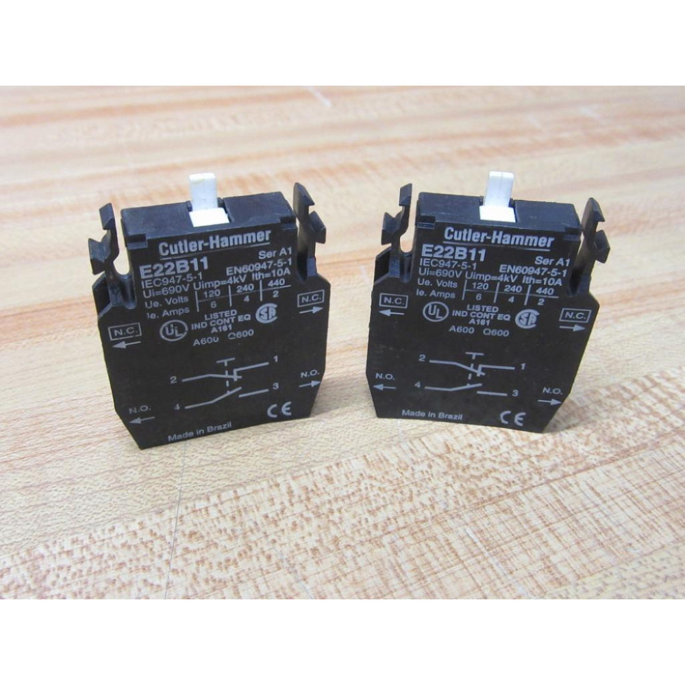 Cutler Hammer E22B11 Eaton Block Moeller Klockner (Pack of 2) - Used