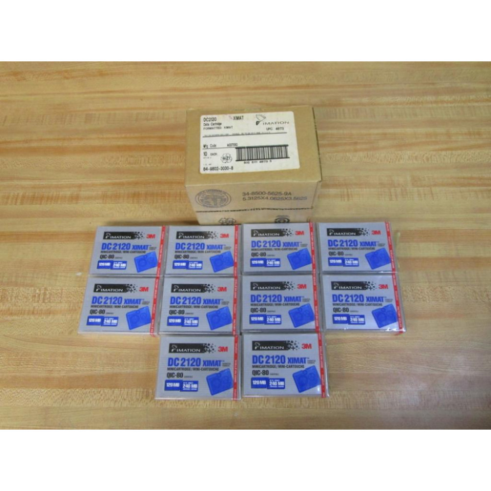 3M DC 2120 Mini Data Cartridge Tape QIC-80, XIMAT (Pack of 10)