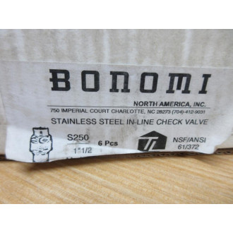 Bonomi S250 1-12" In-Line Check Valve S250 (Pack of 6)