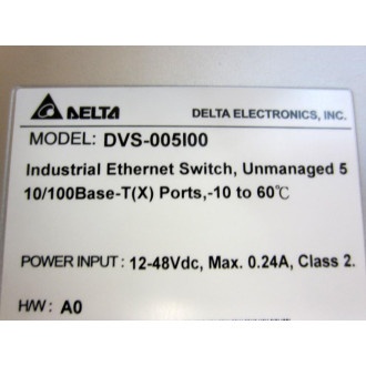 Delta DVS-005I00 Industrial Ethernet Switch DVS-005 - Used