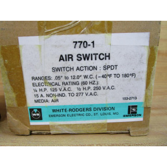 White-Rodgers 770-1 Air Switch 7701 WOut Tubing 15A