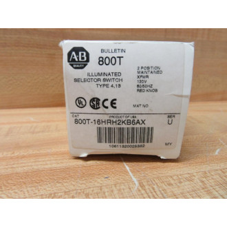 Allen Bradley 800T-16HRH2B6AX Selector Switch Illum. 800T-16HRH2B6AX w800T-N326