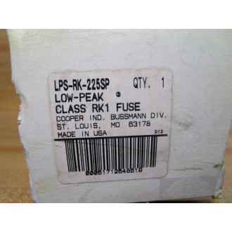 Bussmann LPS-RK-225SP Cooper Fuse Buss Short Body, Tested
