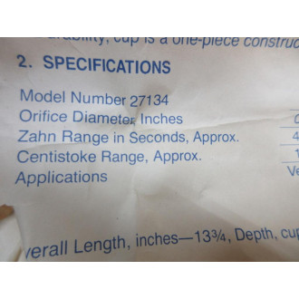 Boekel 27134-005 Zahn Viscometer 27134005 - New No Box