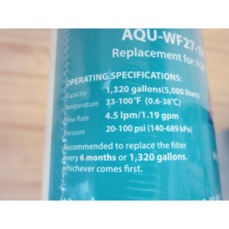 Bennett FQK1K Aqua Crest Replacement Filter AQU-WF27-1K