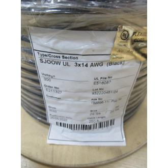 SJOOW UL Copper Stranded WireCable WIRSJ00W143BLACUT