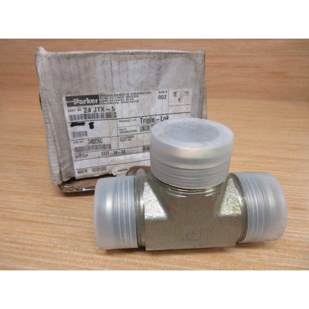 Parker 24JTX-S 1-12" Triple-Lok 37° Flare Union Tee 24JTXS