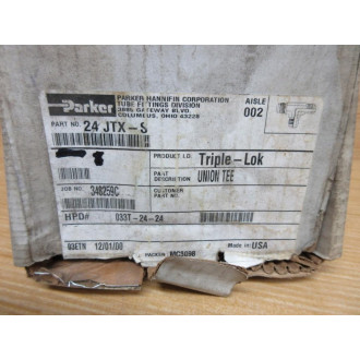 Parker 24JTX-S 1-12" Triple-Lok 37° Flare Union Tee 24JTXS