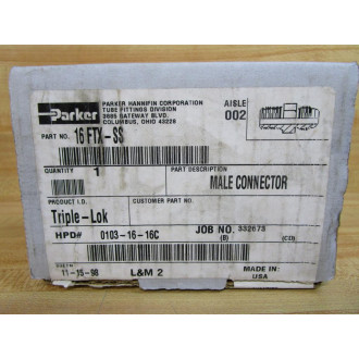 Parker 16 FTX-SS Triple-Lok Male Connector 16FTXSS