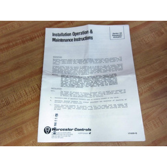 Worcester Controls 17430-G Series 39 Pneumatic Actuator Rebuild Kit 17430G